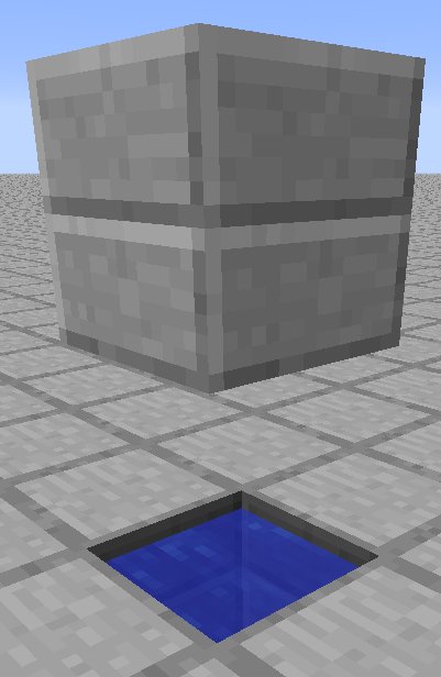 A solid block placed above water