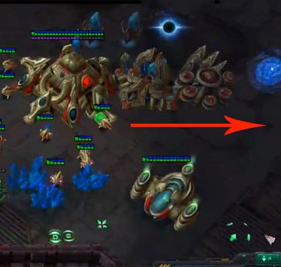 Protoss building towards entrance